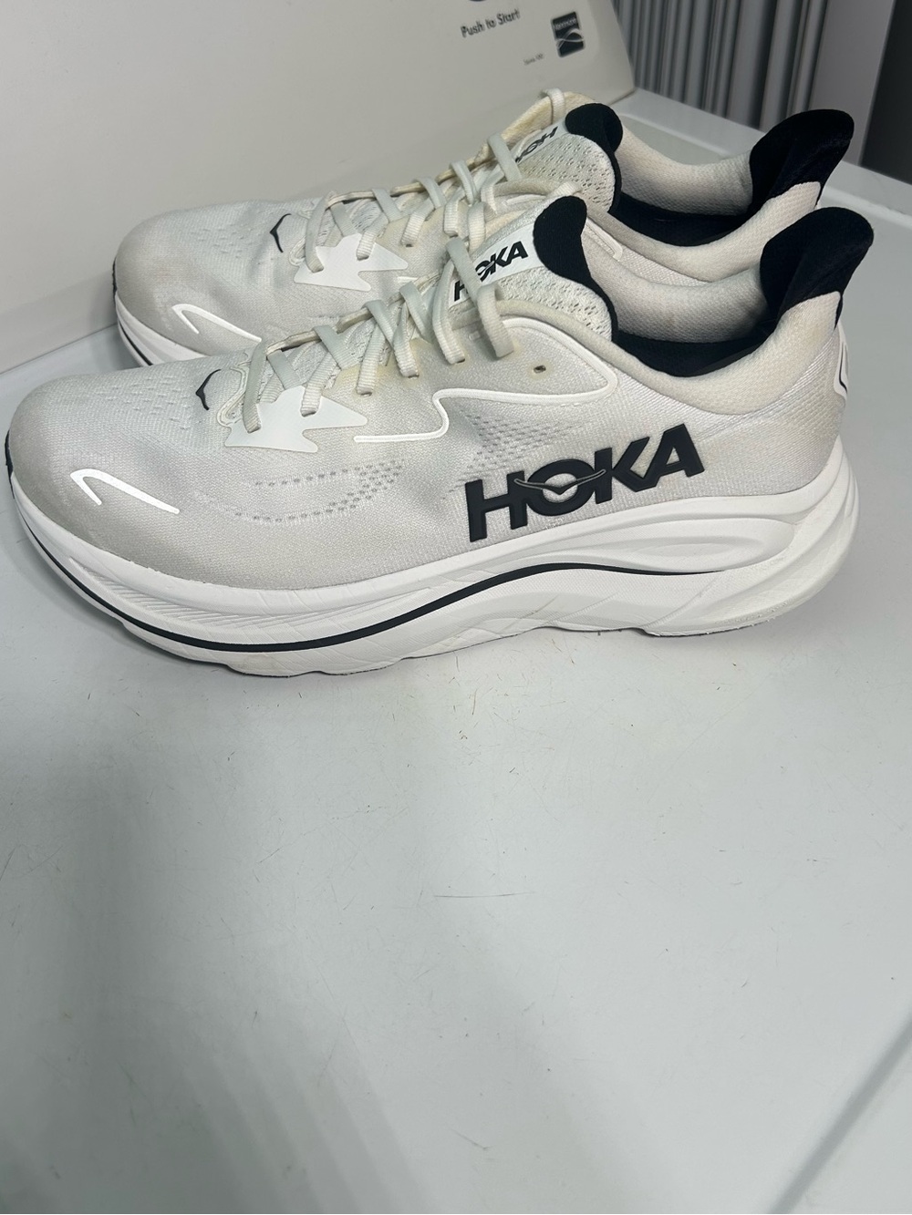 Hoka One One Mens White and Black Athletic Sneakers